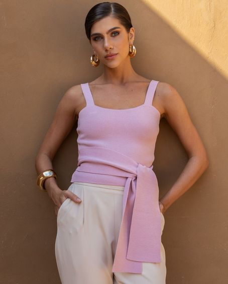 Top Tricot Faixa Rosa Blush