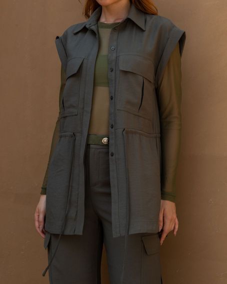 Colete Alfaiataria Long Verde Olive