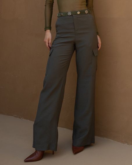 Calça Alfaiataria Cargo Verde Olive