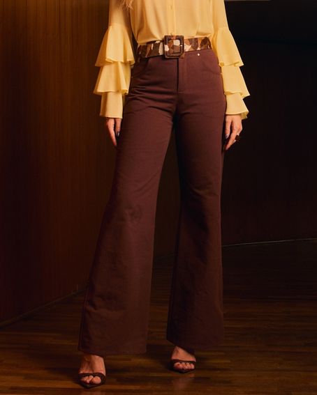 Calça Sarja Five Pockets Marrom Toffe