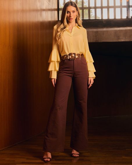 Calça Sarja Five Pockets Marrom Toffe