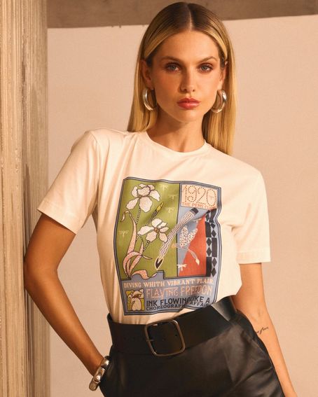 T-Shirt Estampa Romantic Off White