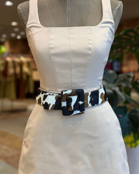 Cinto Largo Animal Print Café