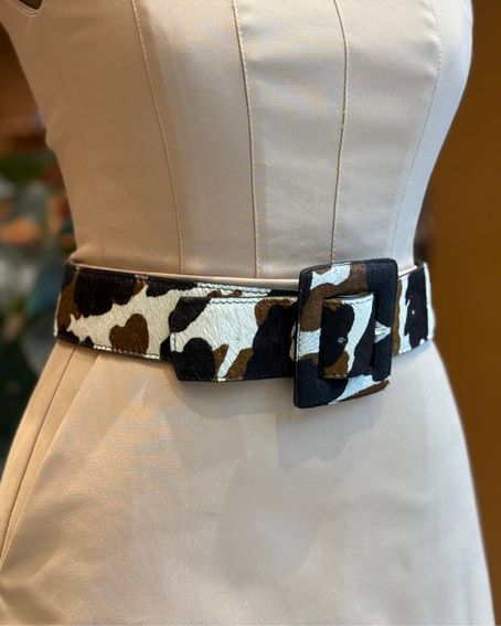 Cinto Largo Animal Print Café