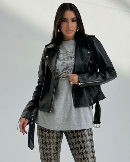 Jaqueta Couro Aviator Preta