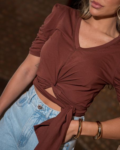 T-Shirt Amarração Marrom Toffe