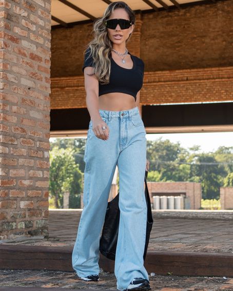 T-Shirt Cropped Ribana Preta