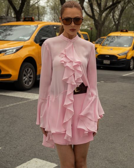 Blusa Boho Ruffles Rosa