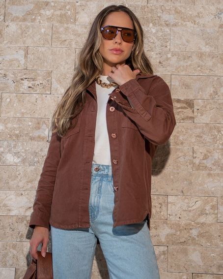 Camisa Oversized Sarja Marrom