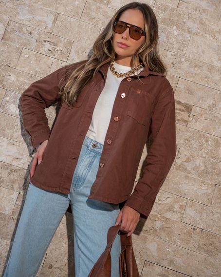 Camisa Oversized Sarja Marrom