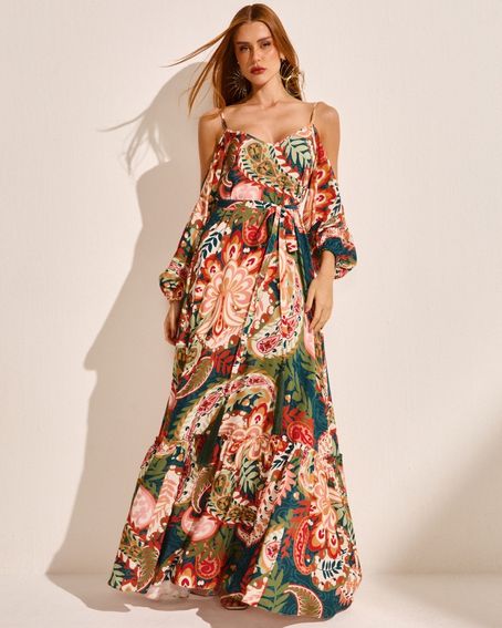 Vestido Cashmere Flower Laranja