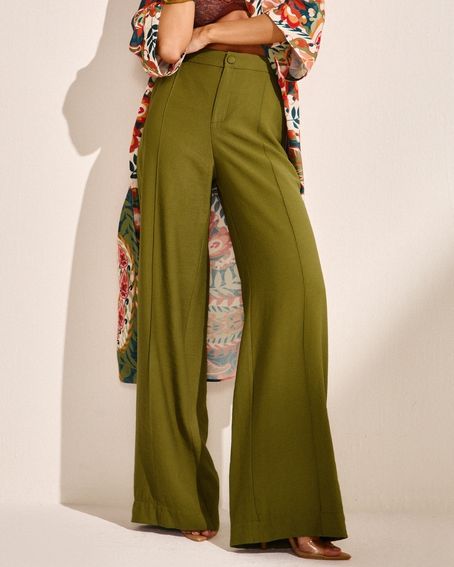 Calça Alfaiataria Nervura Verde Militar