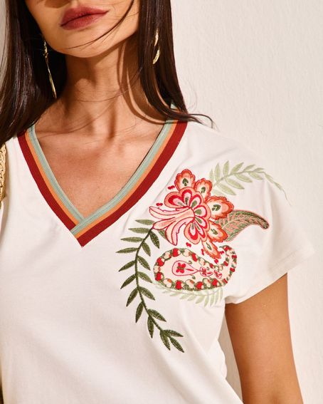 T-Shirt Bordado Cashmere Off White
