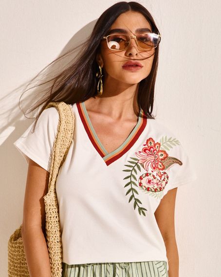 T-Shirt Bordado Cashmere Off White