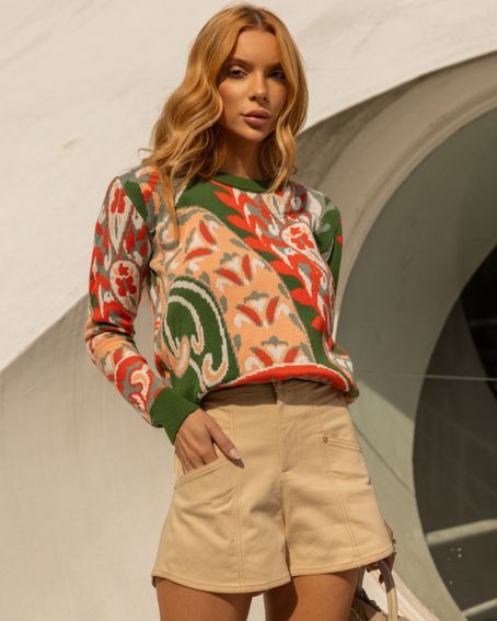 Tricot Cashmere Flower Laranja
