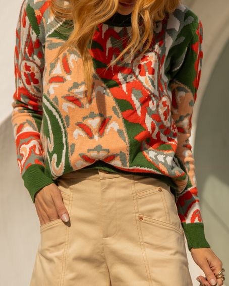 Tricot Cashmere Flower Laranja