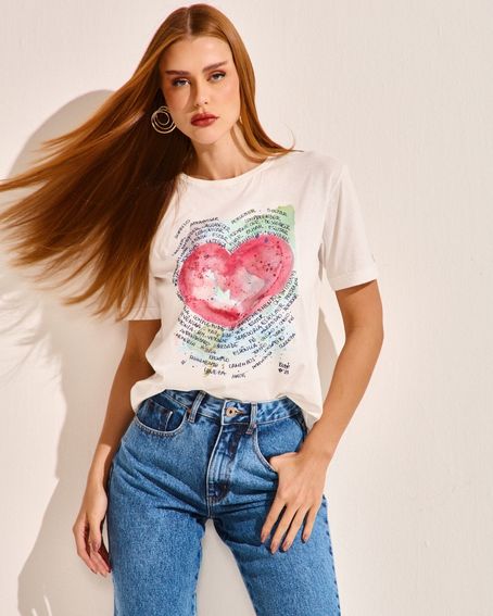 T-Shirt Cuore Love Off White