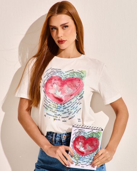T-Shirt Cuore Love Off White
