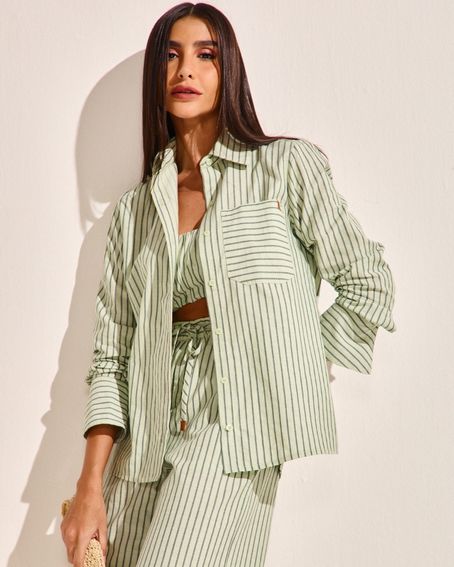 Camisa Confort Stripe Listrado Verde