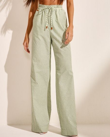 Calça Confort Stripe Listrado Verde
