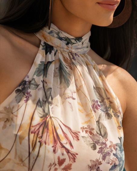 Vestido Fluid Aquarella Flower Yellow