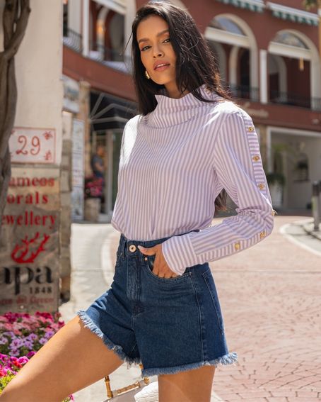 Blusa Botões Laterais Lilás