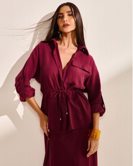 Camisa Safari Vinho Berry