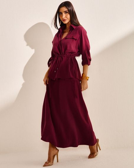 Camisa Safari Vinho Berry