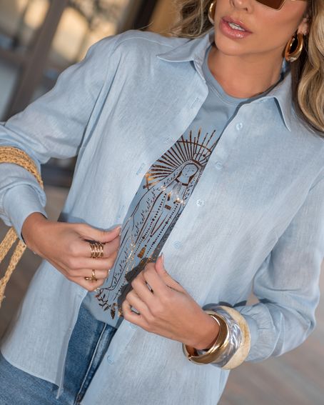 Camisa Gi Azul Céu