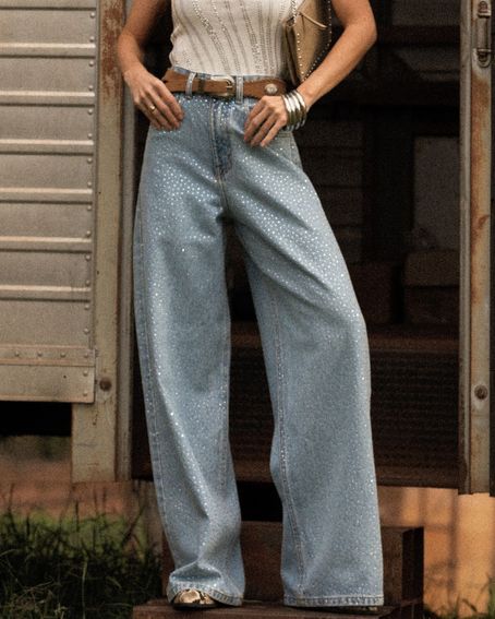 Calça Wide Leg Hotfix Jeans