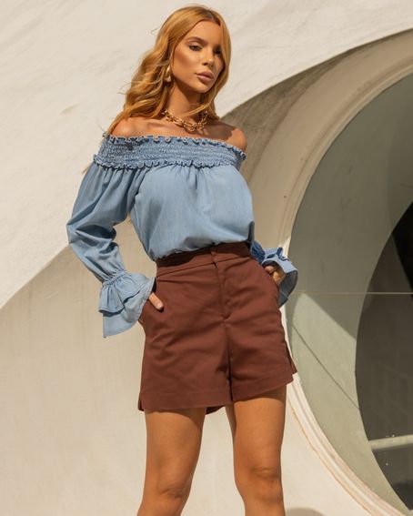 Blusa Ombro A Ombro Jeans
