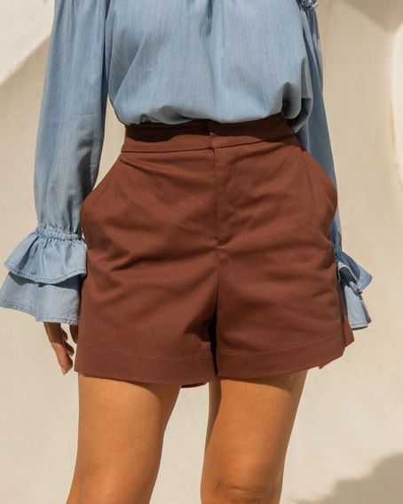 Short Sarja Basic Marrom Toffe