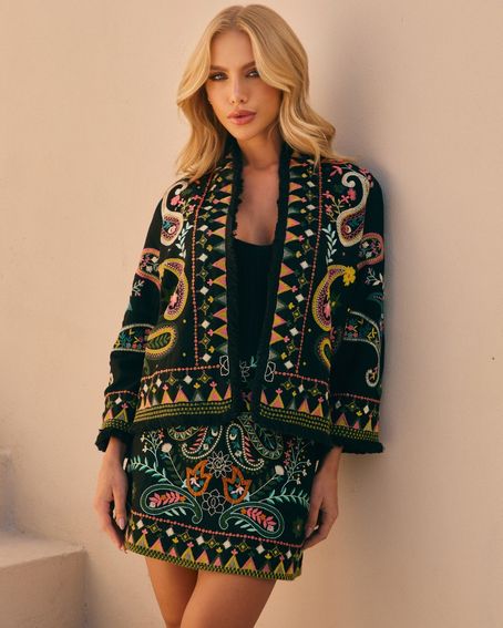 Casaqueto Indian Paisley Preto