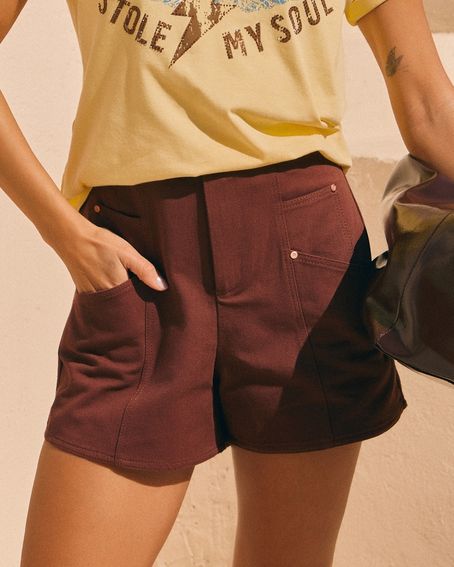 Short Sarja Six Pockets Marrom Toffe