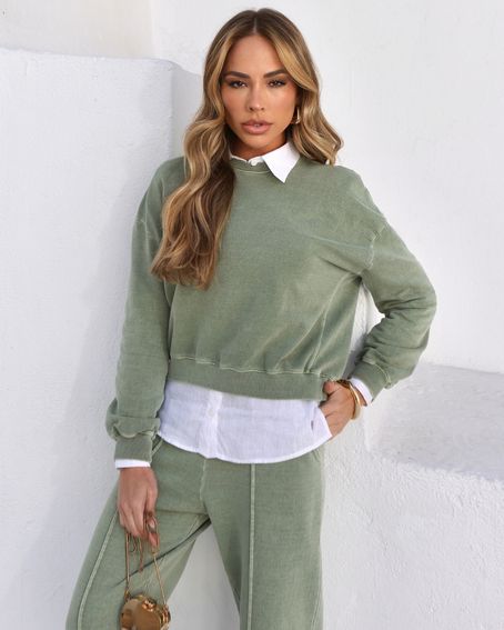Moletom Basic Estonado Verde Militar