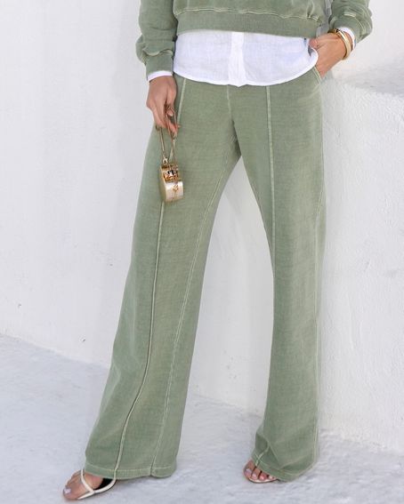 Calça Moletom Nervura Verde Militar