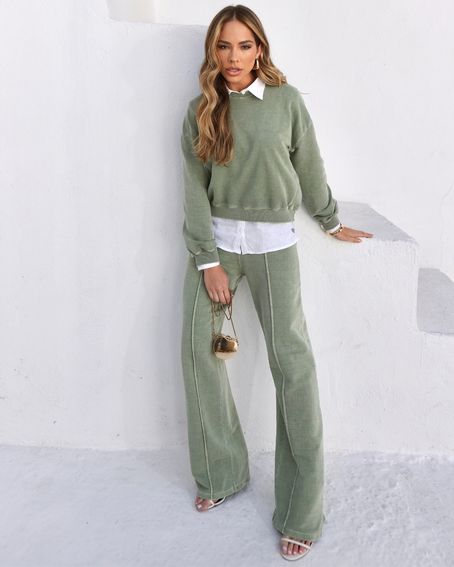 Calça Moletom Nervura Verde Militar