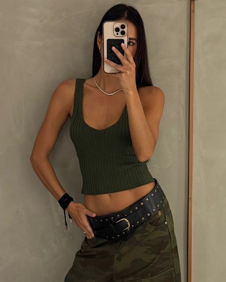 Regata Tricot Decote V Militar
