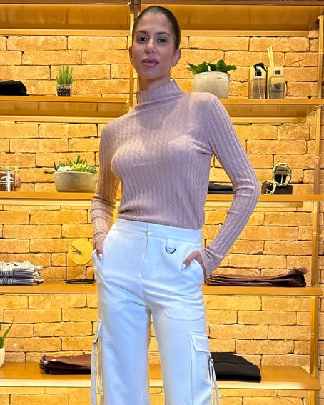 Blusa Tricot Relevo Camel