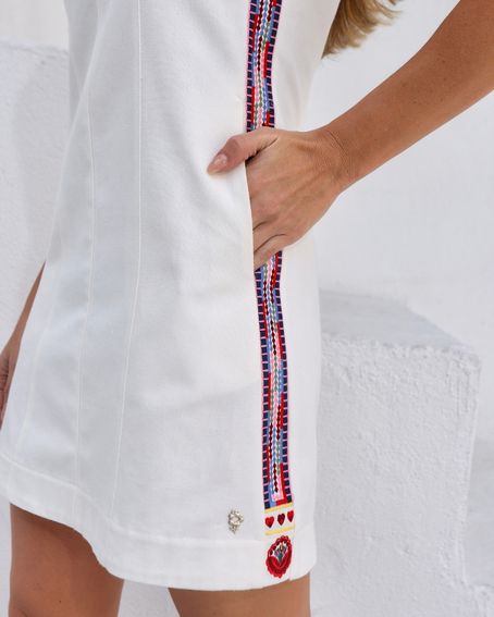 Vestido Bordado Lateral Off White