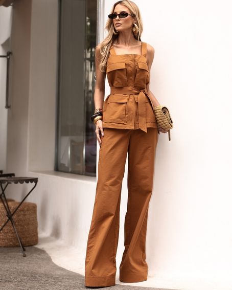 Calça Alfaiataria Paper Caramelo