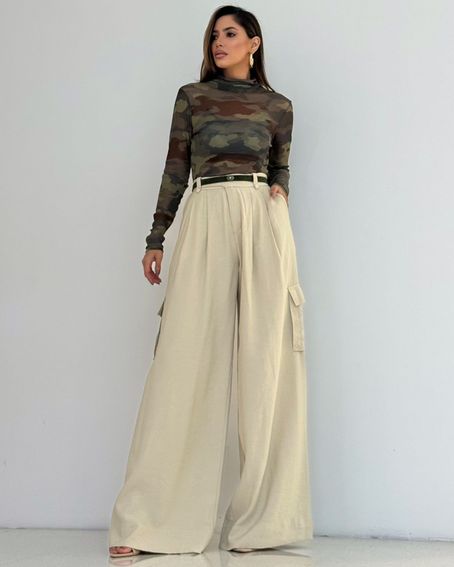 Blusa Tule Camuflada Verde Militar