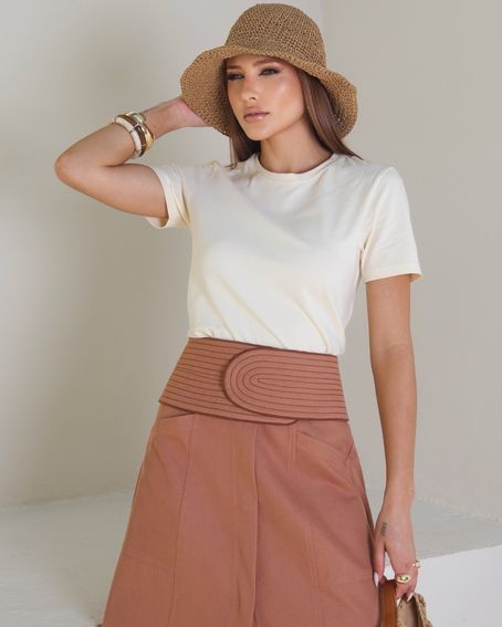 T-Shirt Malha Cropped Off White
