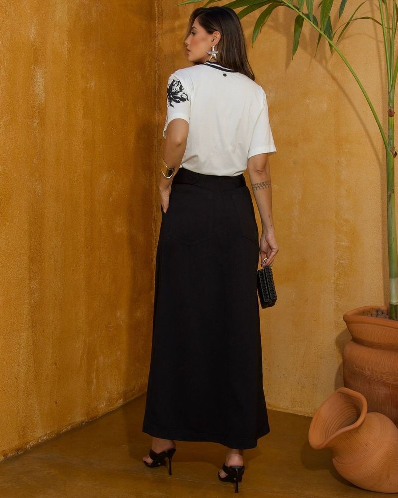 T-Shirt-Flower-Black