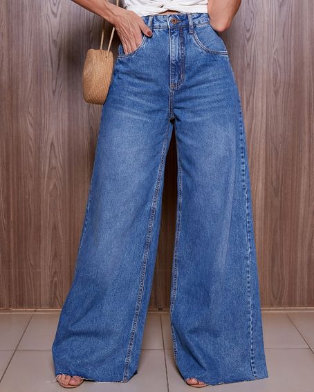 Calça Pantalona Jeans