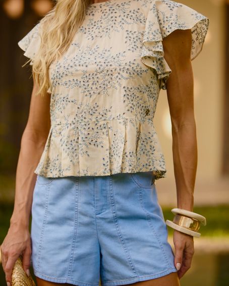 Top Peplum Pregas Bege