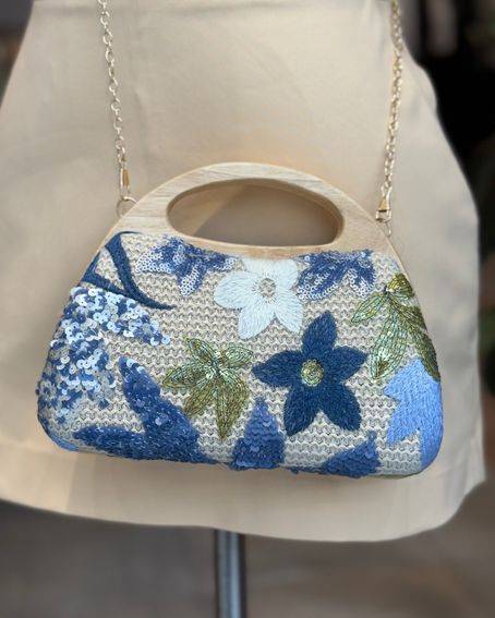 Clutch Paetê Flower Azul