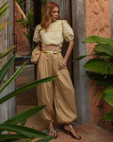 Calça Algodão Aladin Bege