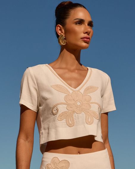 Blusa Bordada Cordonê Off White