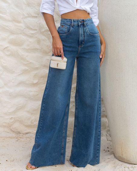 Calça Pantalona Jeans
